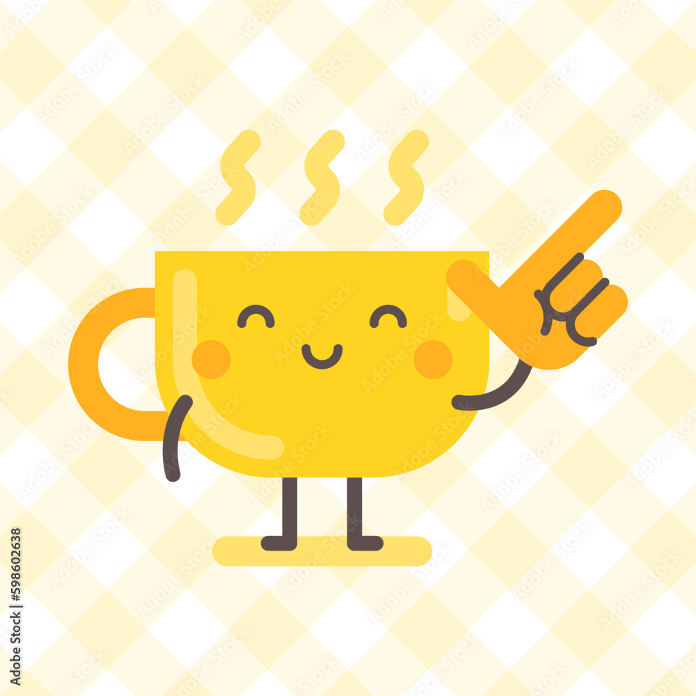 Cup character pointing finger at. Funny character Cup character pointing finger at. Funny character