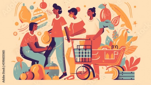 People shopping vector illustration