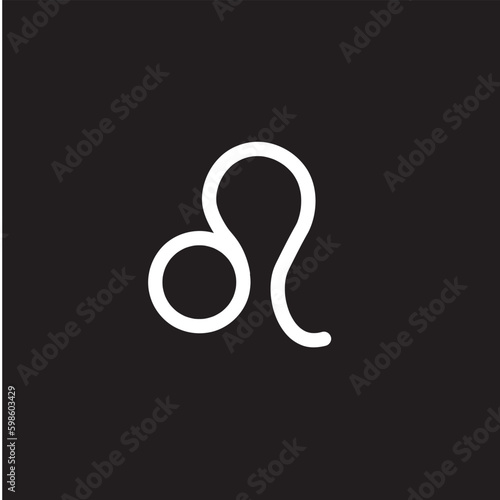 White Leo horoscope sign, symbol, astrological icon on black background.