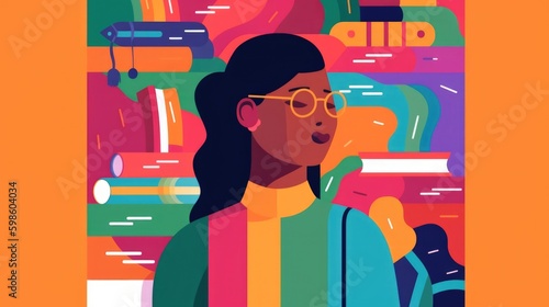 Young person going to college to study with books