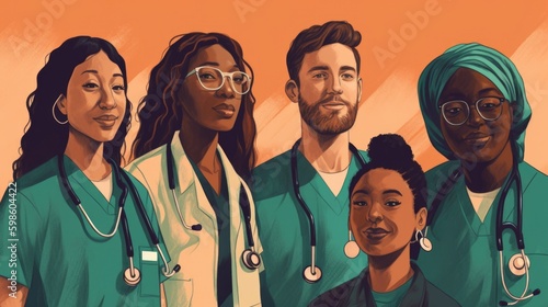 Portrait of diverse group of doctors 