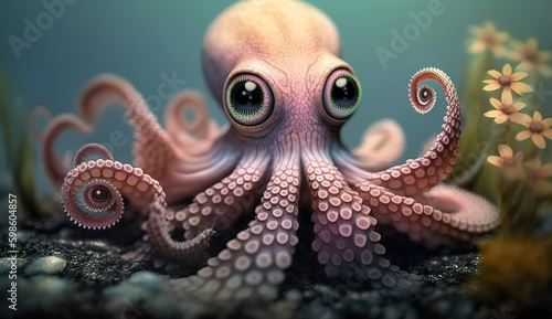 Cute octopus with big eyes