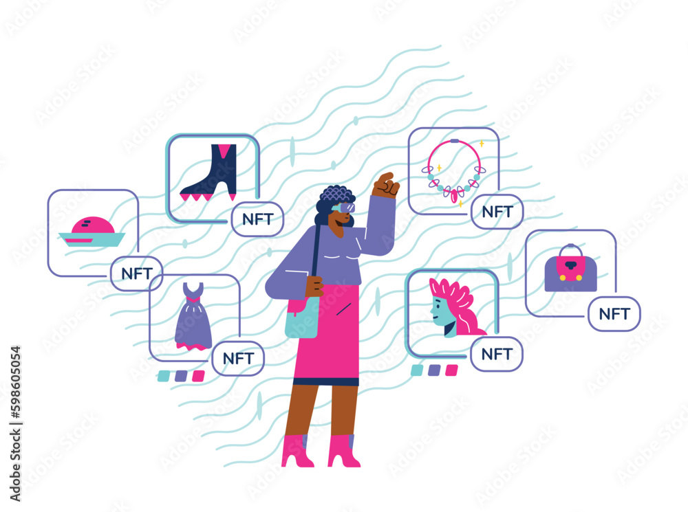 Metaverse fashion online shopping flat vector illustration isolated on white. Metaverse fashion online shopping flat vector illustration isolated on white.
