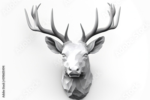 Deer head illustration  white background. Generative AI