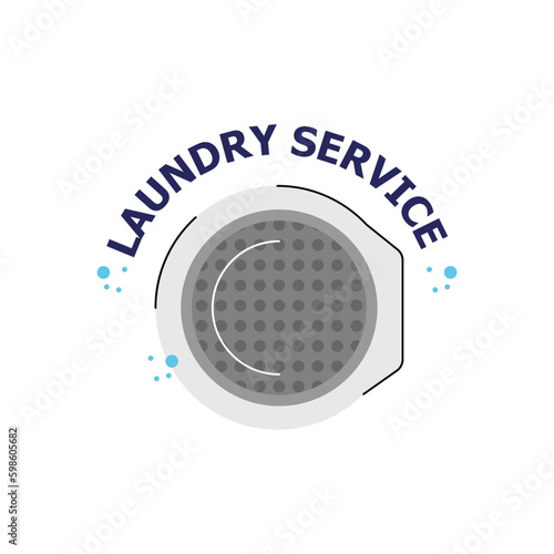 Laundry service banner or signboard with name, flat vector illustration isolated.