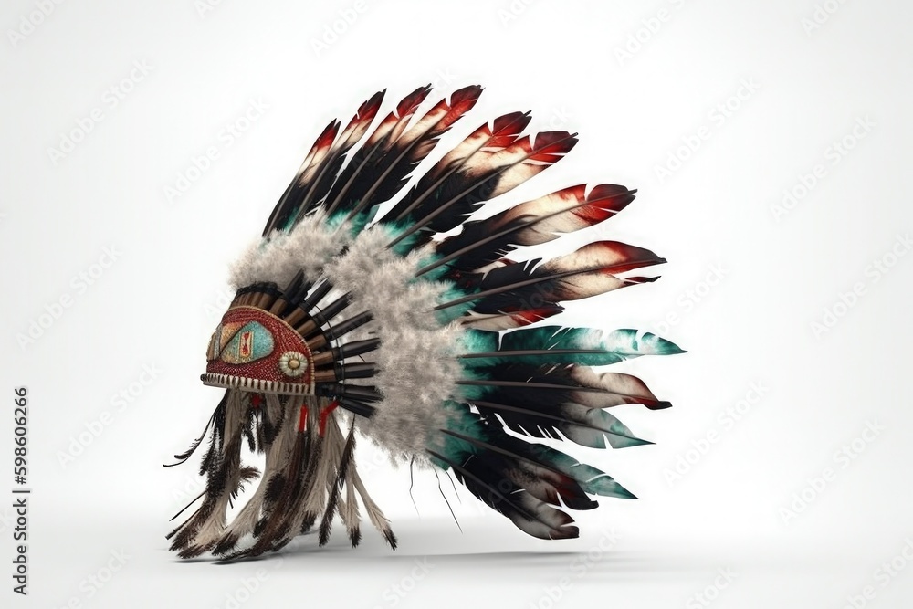 Indian headdress illustration, white background. Generative AI Stock ...