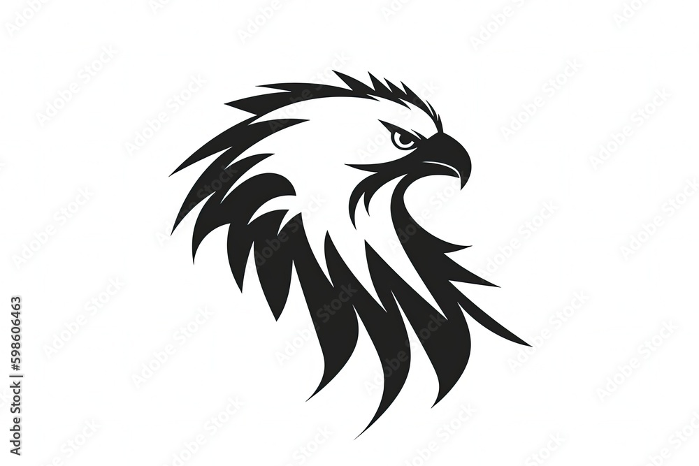 Fototapeta premium Eagle illustration, icon, logo, white background. Generative AI