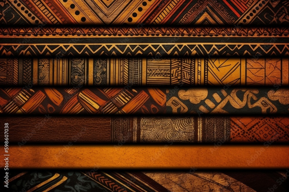 Patterned background with African patterns, African colors, culture concept. Generative AI Patterned background with African patterns, African colors, culture concept. Generative AI