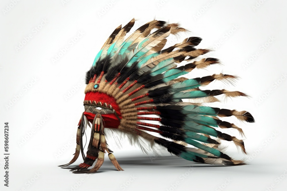 Indian headdress illustration, white background. Generative AI Stock ...
