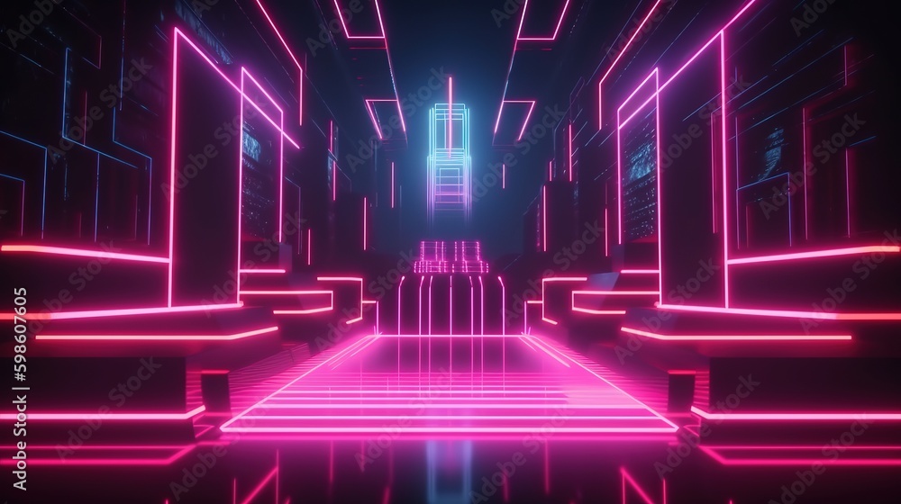A Futuristic Abstract NeonBackground. Generative AI A Futuristic Abstract NeonBackground. Generative AI