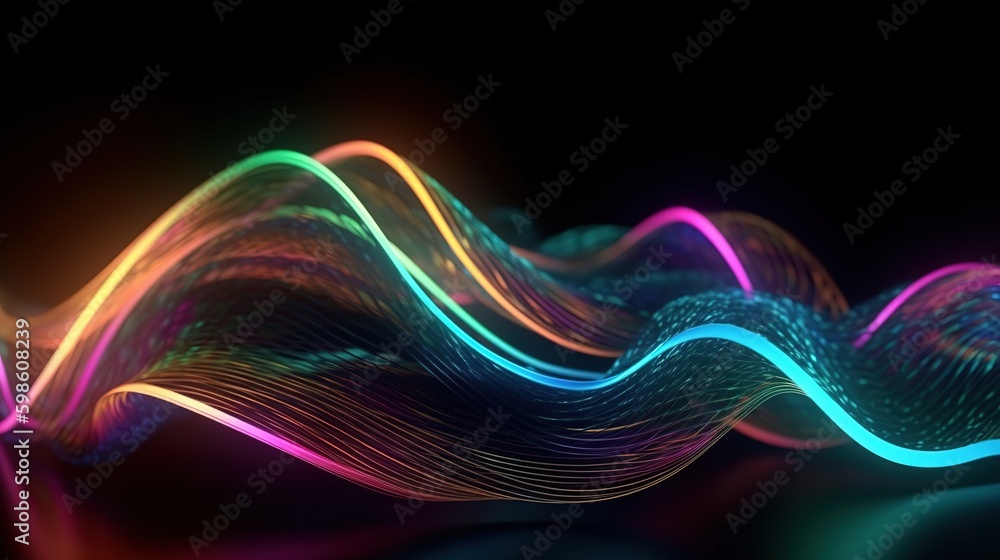 Abstract 3D Wave in Neon Holographic Motion. Generative AI Abstract 3D Wave in Neon Holographic Motion. Generative AI