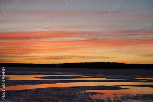sunset over the river