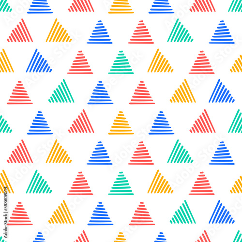 Seamless pattern with colorful triangles stripes