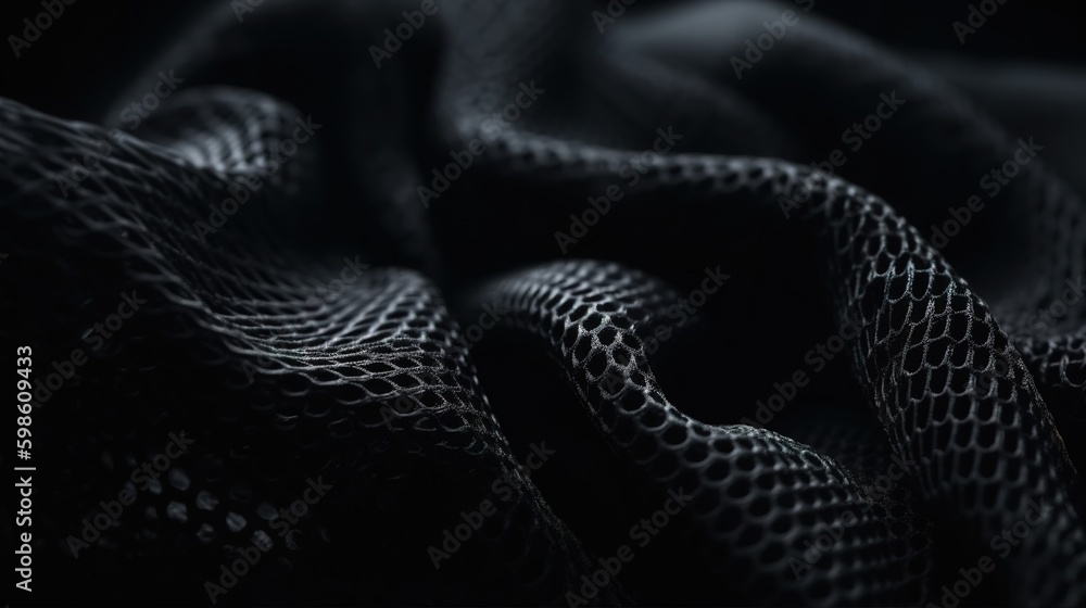 Black Fabric in Wavy Bokeh Abstract Background. Generative AI Black Fabric in Wavy Bokeh Abstract Background. Generative AI
