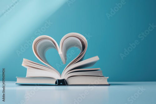 livres formant un cœur avec les pages, amour de la lecture