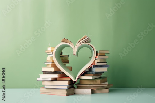 livres formant un cœur avec les pages, amour de la lecture photo