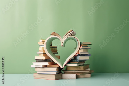 livres formant un cœur avec les pages, amour de la lecture