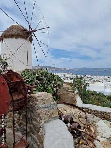 Photographic beautiful Mykonian windmills photo