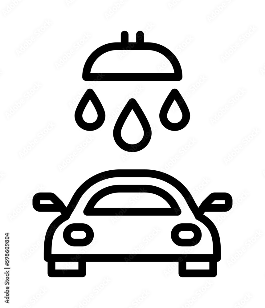 Car wash flat line icon. Outline sign for mobile concept and web design, store.