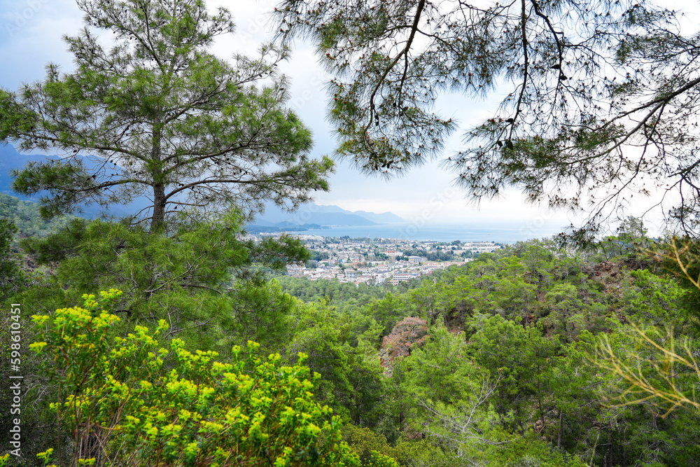 Fototapeta premium View of Kemer and the Taurus Mountains. Landscape in Turkey. 