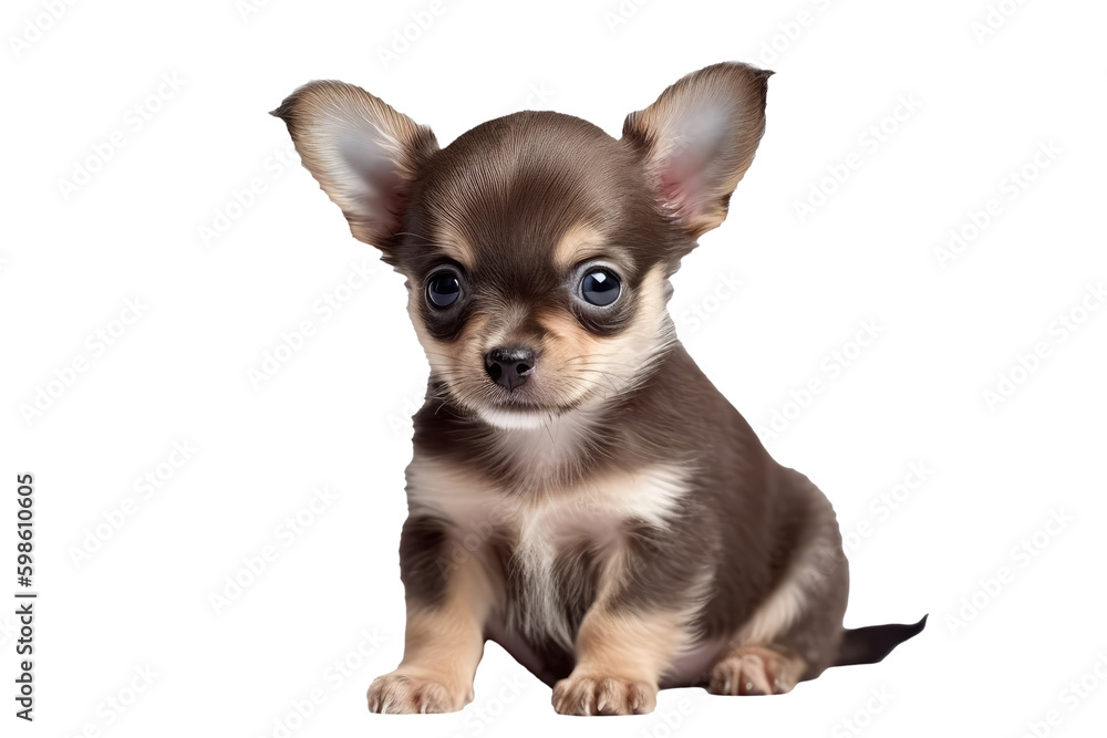 Chihuahua Dog Puppy On White Background. On An Isolated Transparent Background, Png. Generative AI