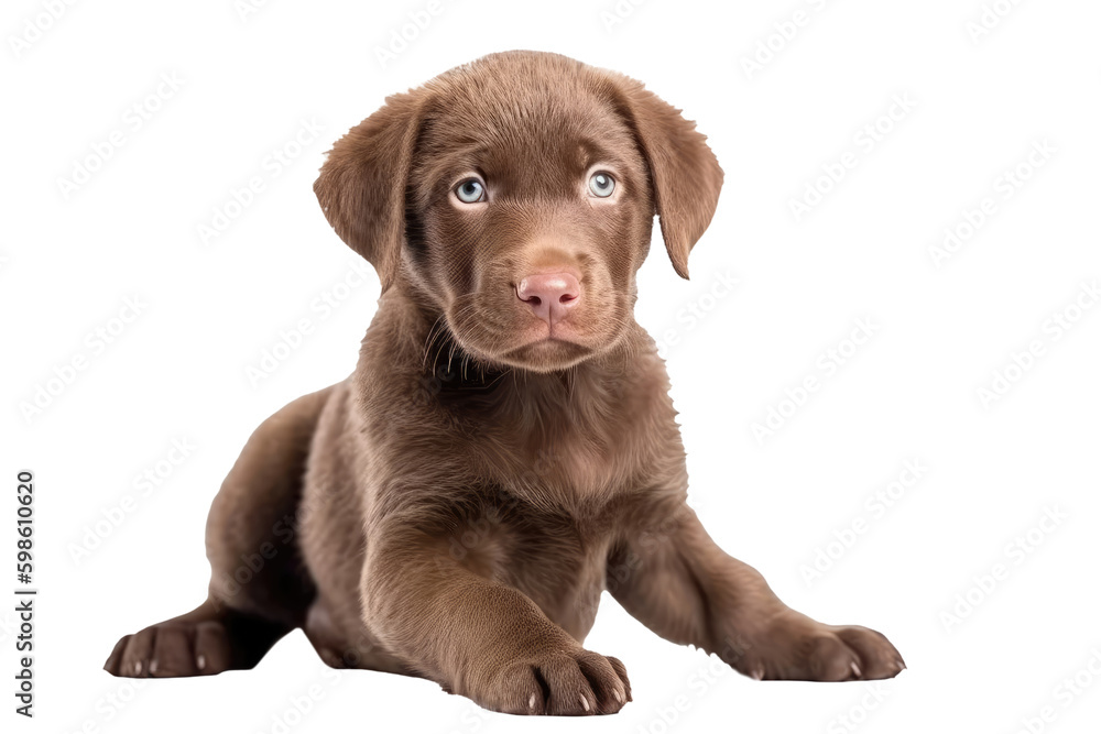 Chesapeake Bay Retriever Dog Puppy On White Background, Full Body. On An Isolated Transparent Background, Png. Generative AI