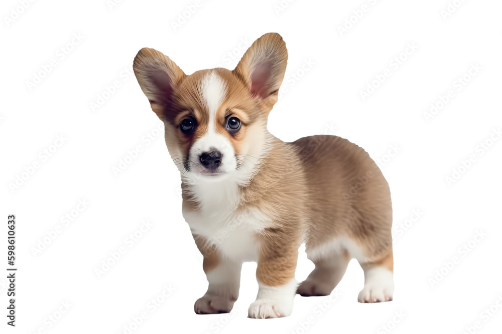 Corgi Dog Puppy On White Background, Full Body. On An Isolated Transparent Background, Png. Generative AI