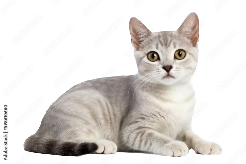 Burmilla Kitten On White Background, Full Body. On An Isolated Transparent Background, Png. Generative AI