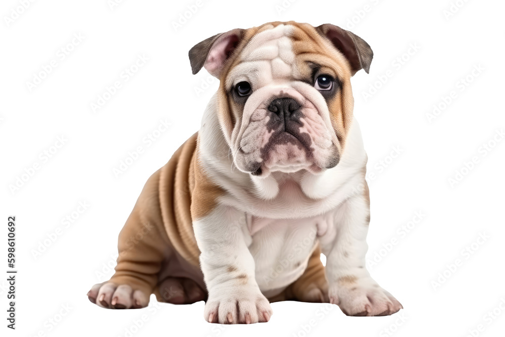 Bulldog Dog Puppy On White Background, Full Body. On An Isolated Transparent Background, Png. Generative AI Bulldog Dog Puppy On White Background, Full Body. On An Isolated Transparent Background, Png. Generative AI