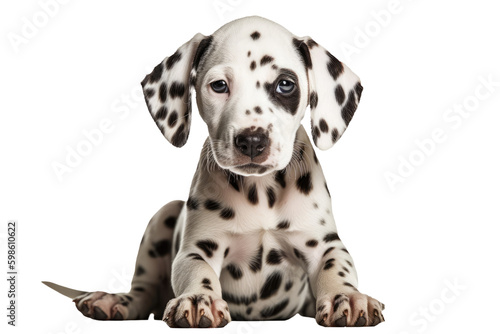 Dalmatian Dog Puppy On White Background  Full Body. On An Isolated Transparent Background  Png. Generative AI