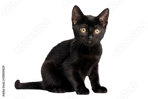 Bombay Kitten On White Background, Full Body. On An Isolated Transparent Background, Png. Generative AI