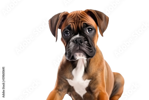 Boxer Dog Puppy On White Background. On An Isolated Transparent Background, Png. Generative AI