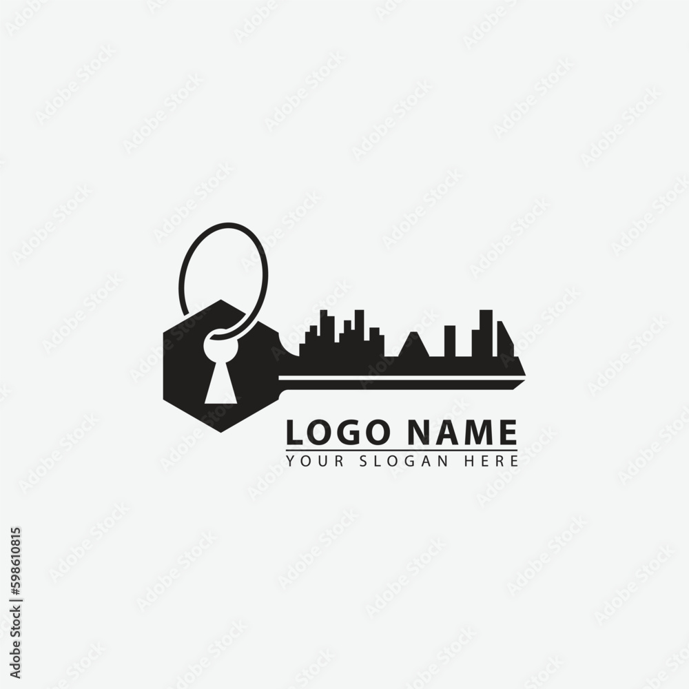 Obraz premium modern building lock logo icon.