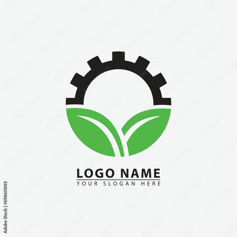 modern nature gear industry logo icon. modern nature gear industry logo icon.