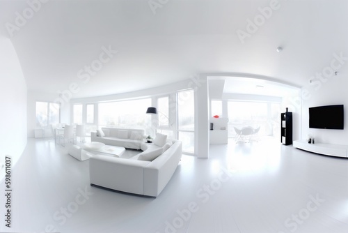 interior seat apartment modern inside lamp floor kitchen house d flat. Generative AI. Generative AI
