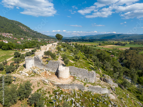 Idyma Castle. View over Gokova village in Mugla province of Turkey. Akyaka Castle. photo