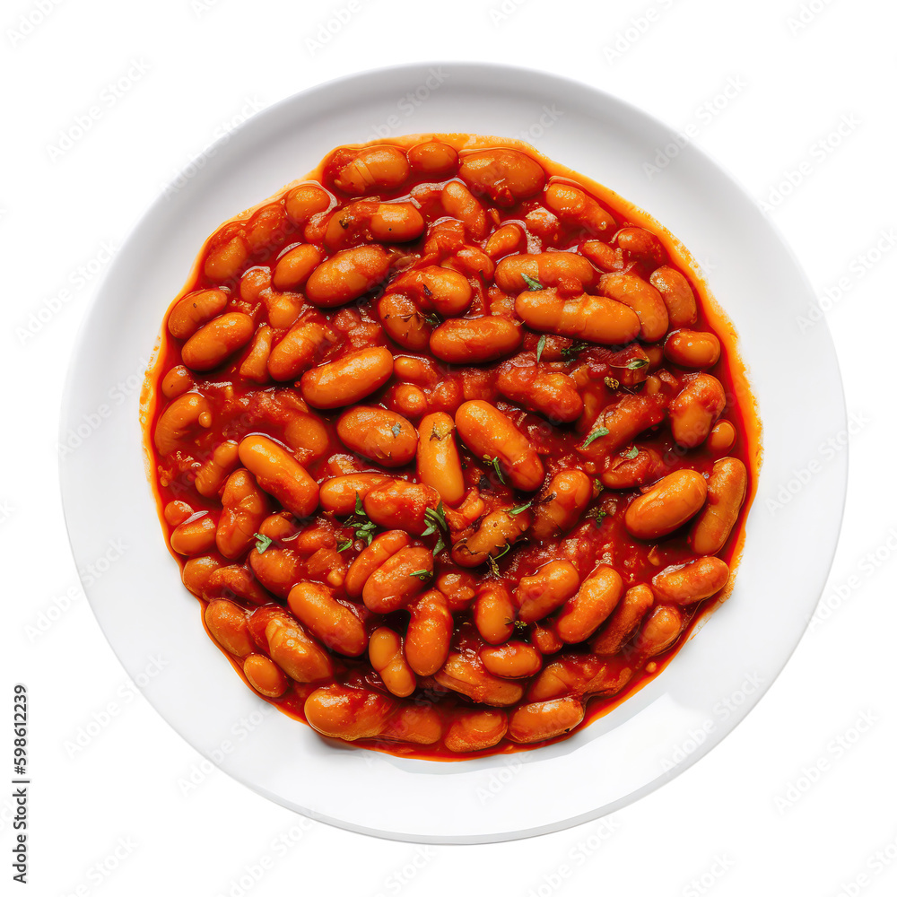 Gigantes Plaki Giant Beans In Tomato Sauce On White Plate, Greek Dish. On An Isolated Transparent Background, Png. Generative AI Gigantes Plaki Giant Beans In Tomato Sauce On White Plate, Greek Dish. On An Isolated Transparent Background, Png. Generative AI
