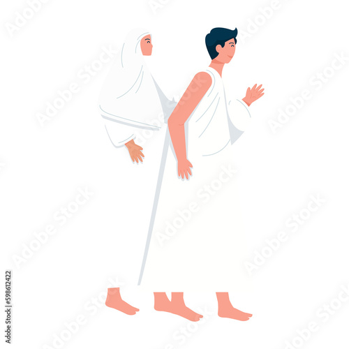 vector muslim wear ihram illustration