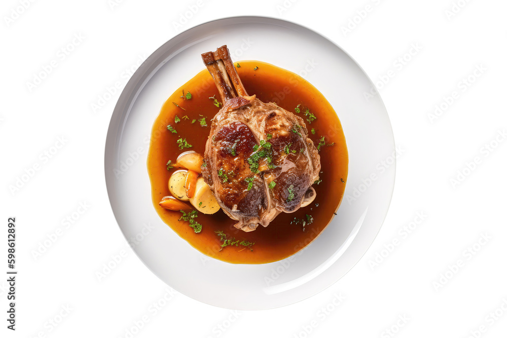 Lapin La Moutarde On White Plate, French Dish. On An Isolated Transparent Background, Png. Generative AI Lapin La Moutarde On White Plate, French Dish. On An Isolated Transparent Background, Png. Generative AI