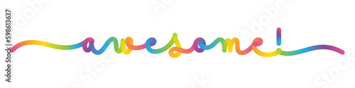 AWESOME! vector monoline calligraphy banner with colorful gradient
