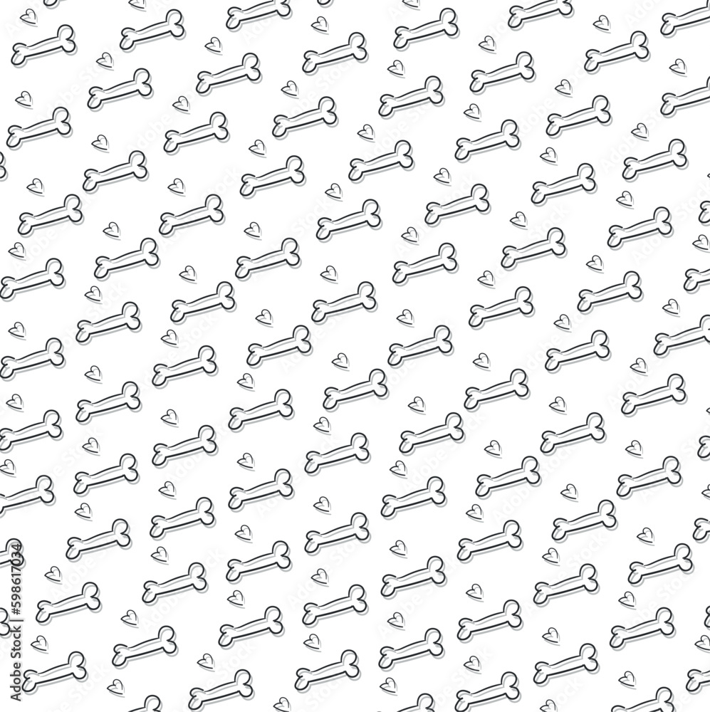 Cartoon bones are mixed with small hearts. Art is suitable for designing a project related to favorite pets, zoology, veterinary medicine and kindness to furry friends. Cartoon bones are mixed with small hearts. Art is suitable for designing a project related to favorite pets, zoology, veterinary medicine and kindness to furry friends.