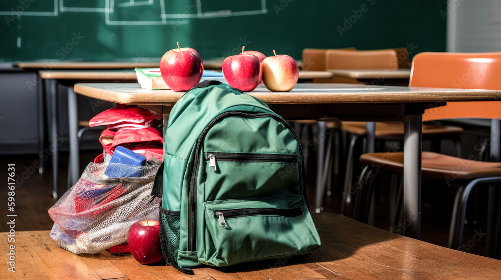 An apple, a stack of books, and a bag were prepared for going back to school - generative ai. An apple, a stack of books, and a bag were prepared for going back to school - generative ai.
