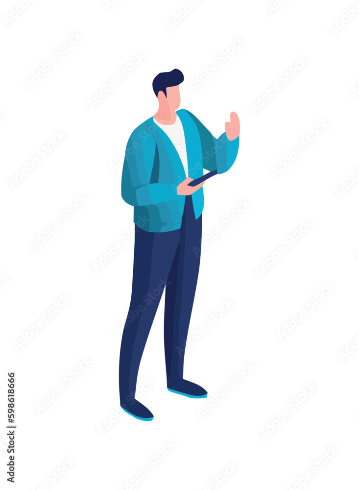 businessman standing with technology smartphone Generative AI businessman standing with technology smartphone Generative AI