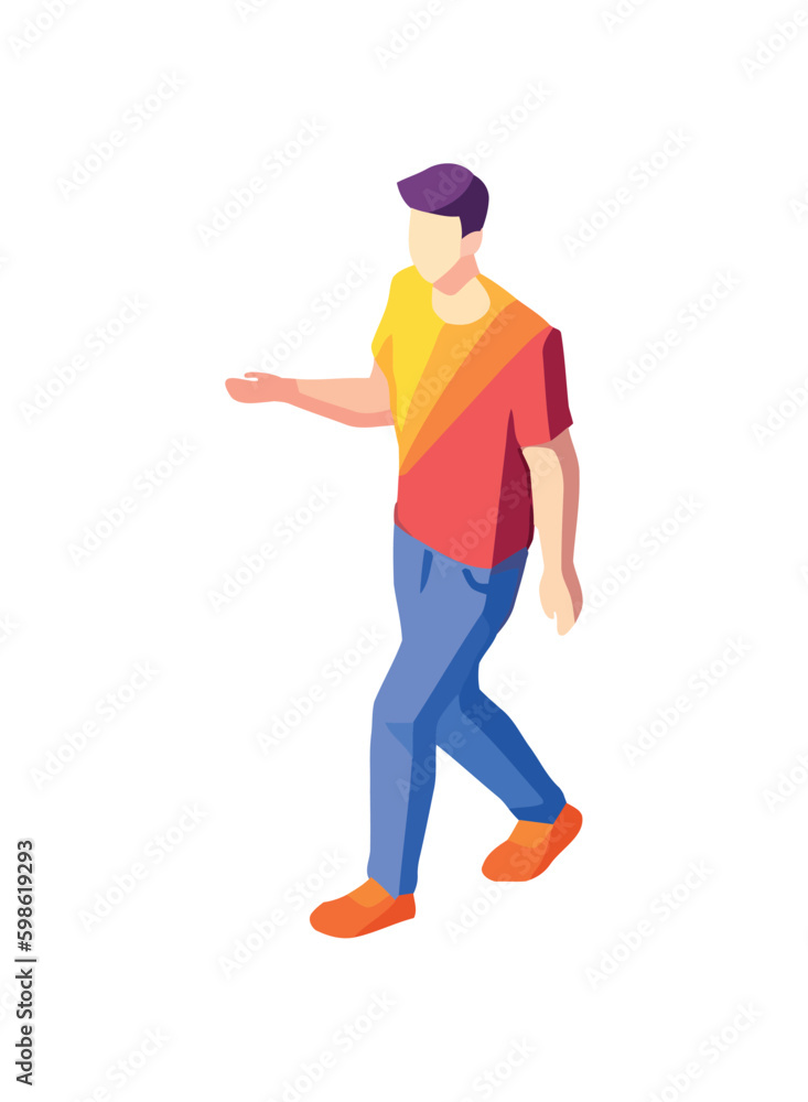 young man walking isolated design Generative AI young man walking isolated design Generative AI
