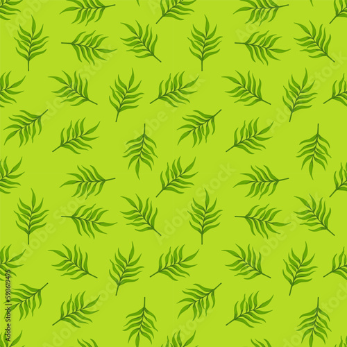 Fototapeta Naklejka Na Ścianę i Meble -  Fern leaf wallpaper. Abstract exotic plant seamless pattern. Tropical palm leaves pattern. Botanical texture.
