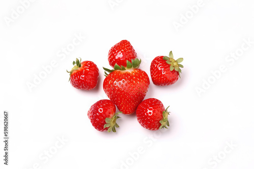Fresh some whole strawberries isolated on white background. Created with Generative AI Technology