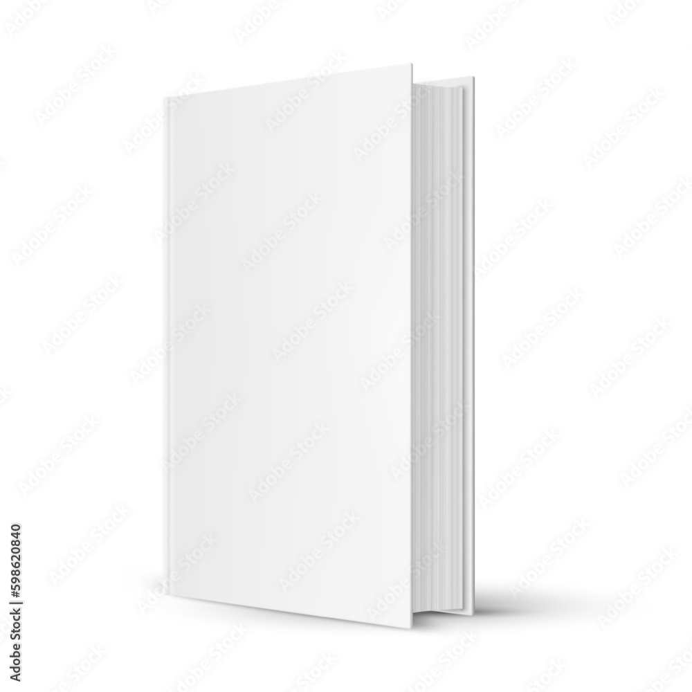 Vertical template of book cover in three quarters view. Vector image for blank or empty, clear front page. Mock up and close up for publishers and writers. Education and learning, school and college. Vertical template of book cover in three quarters view. Vector image for blank or empty, clear front page. Mock up and close up for publishers and writers. Education and learning, school and college.