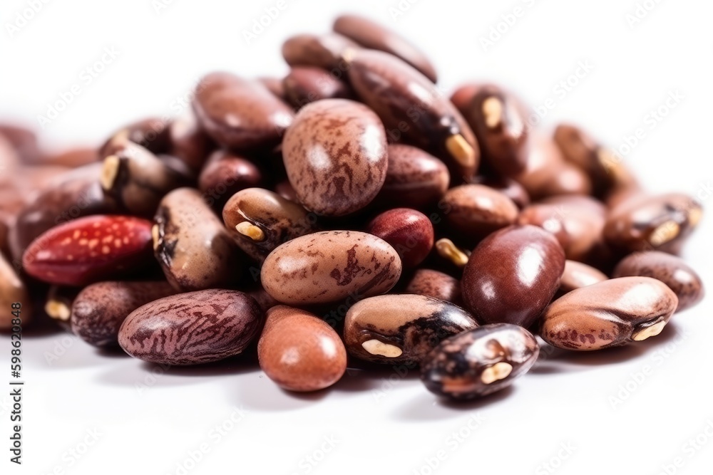 Beans isolated on white background. Generative AI Beans isolated on white background. Generative AI