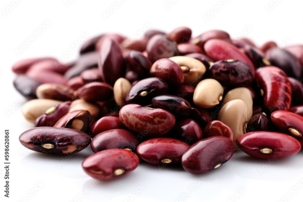 Beans isolated on white background. Generative AI Beans isolated on white background. Generative AI