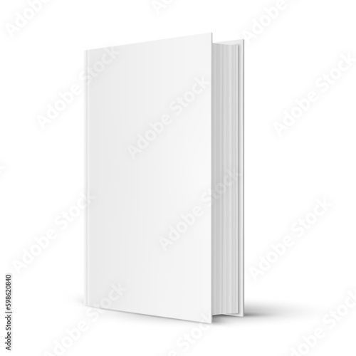 Vertical template of book cover in three quarters view. Vector image for blank or empty, clear front page. Mock up and close up for publishers and writers. Education and learning, school and college.
